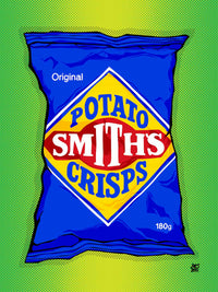 Smith's Crisps packaging on a green background