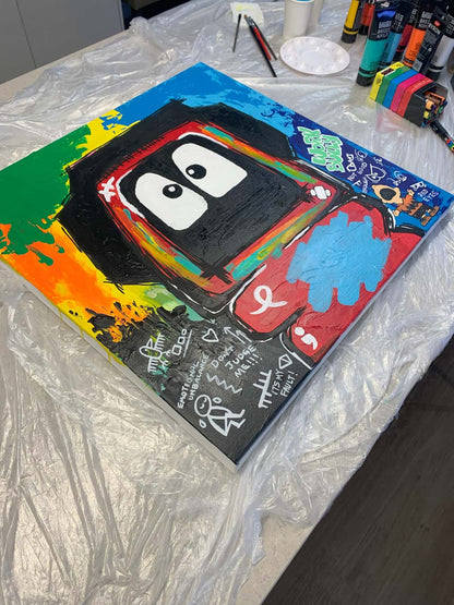 In process painting of Hoodie Boy - Bullied
